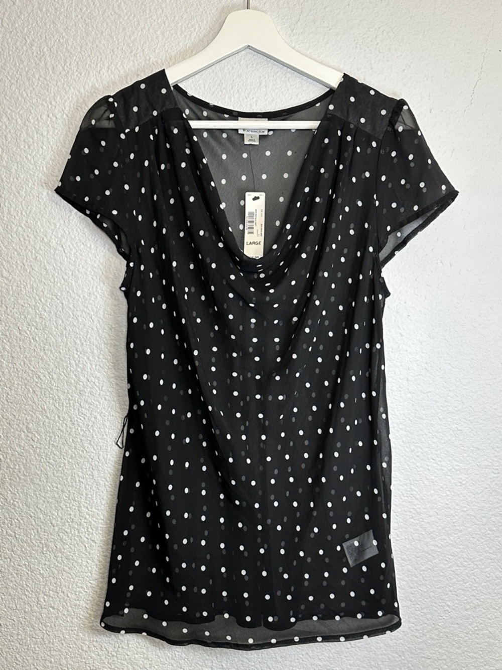 Lot of 2 Worthington Sheer Tops Women’s Large Bundle Black Polka dot - Picture 5 of 11